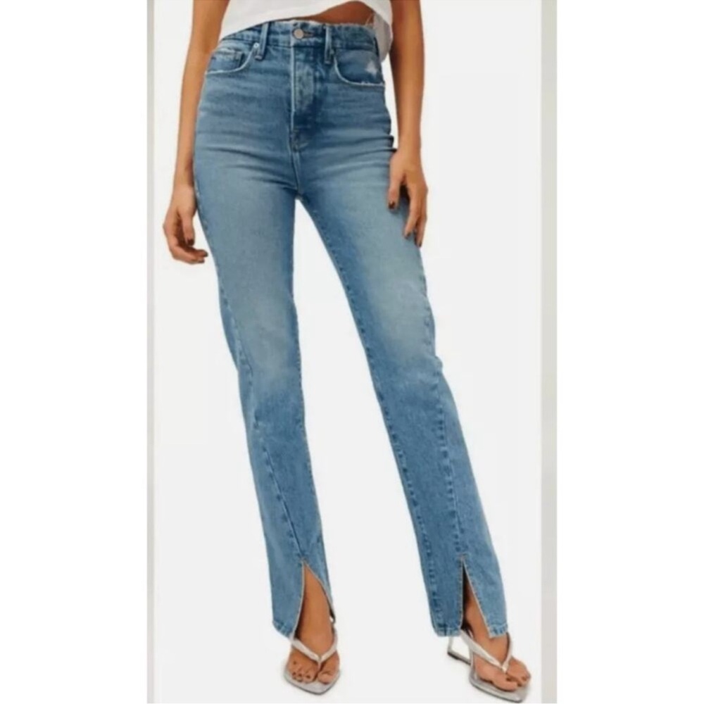 Good American Medium Blue twisted split leg Women's Jeans
